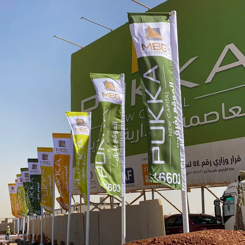 صف بانرات مشروع «بوكا» بالعاصمة الجديدة على أعمدة
